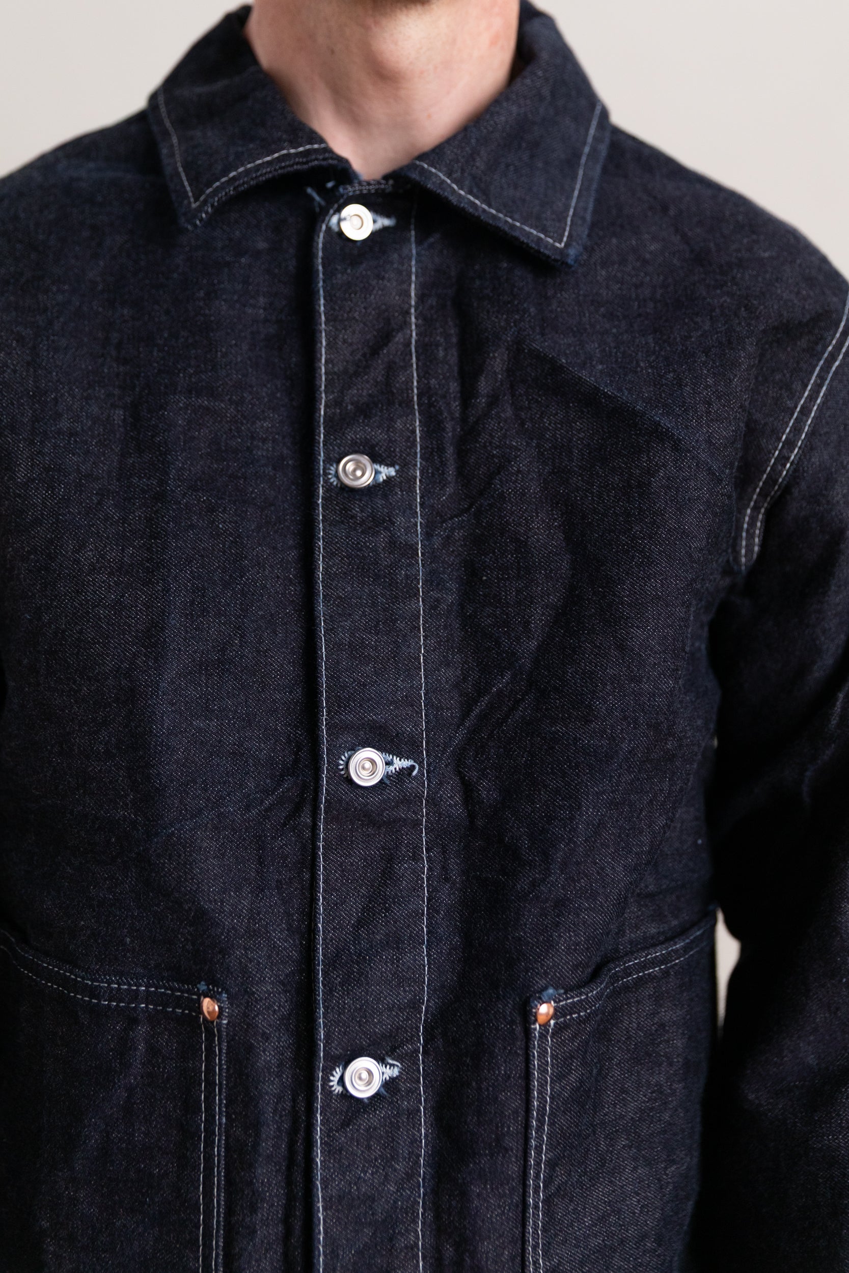 TYPE 904 CROSSCUT JEANS JACKET IN RINSED 16 OZ. SELVAGE DENIM