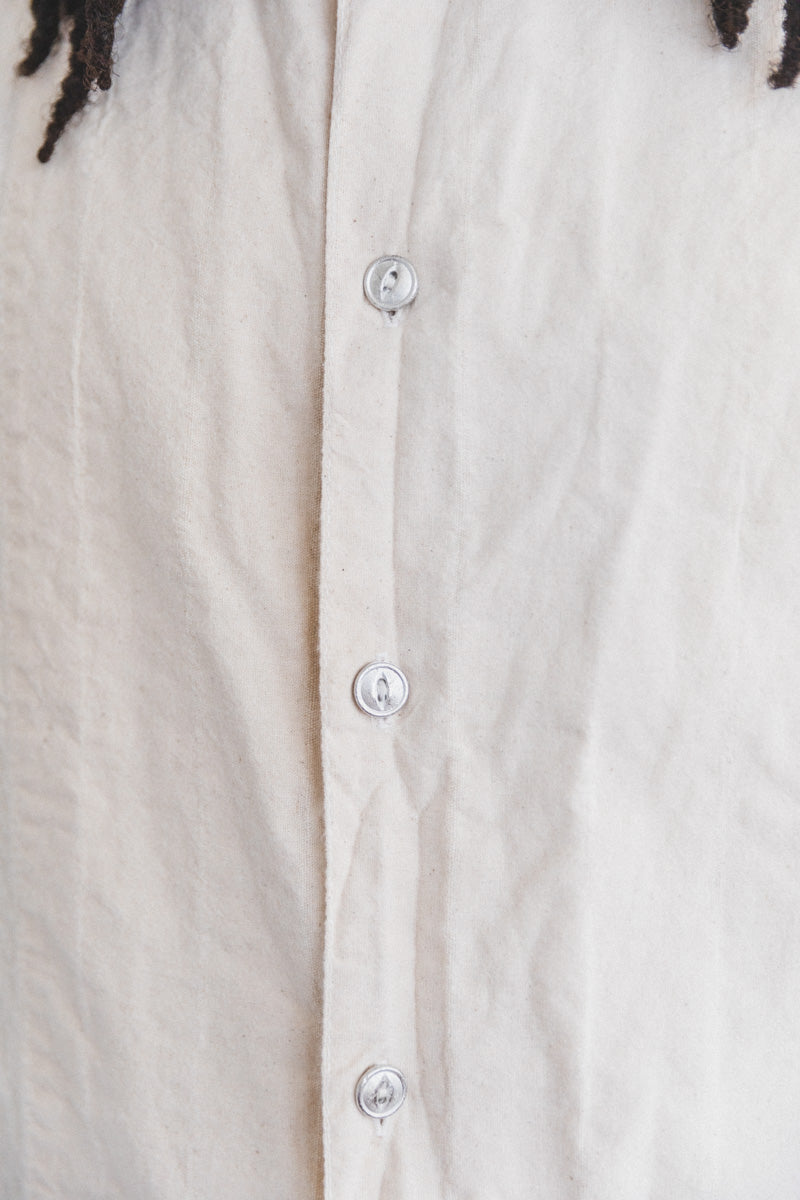 SHORT SLEEVE WIDE FACE SHIRT IN RINSED STRIPED COTTON CALICO