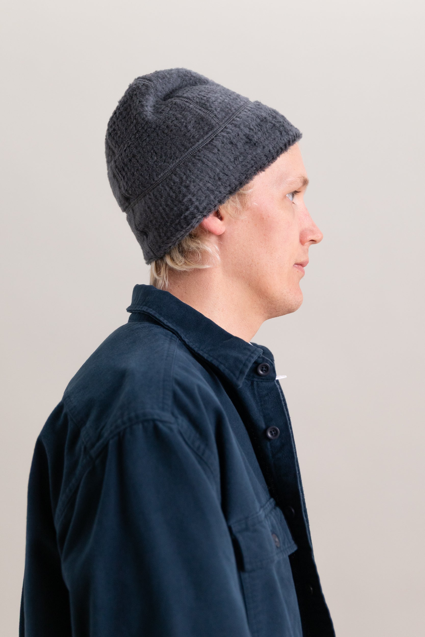 HIGH LOFT WOOL BEANIE IN ANTHRACITE
