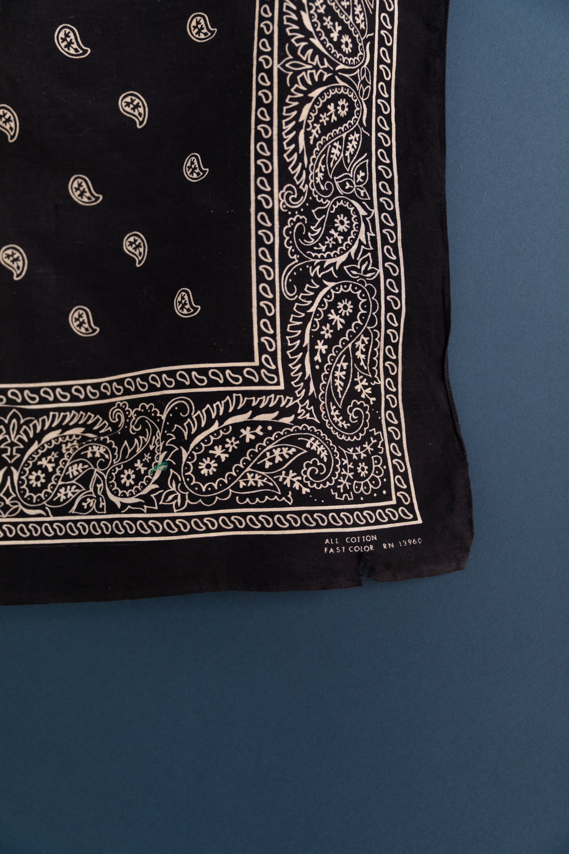 VINTAGE BLACK COTTON HANDKERCHIEF 04