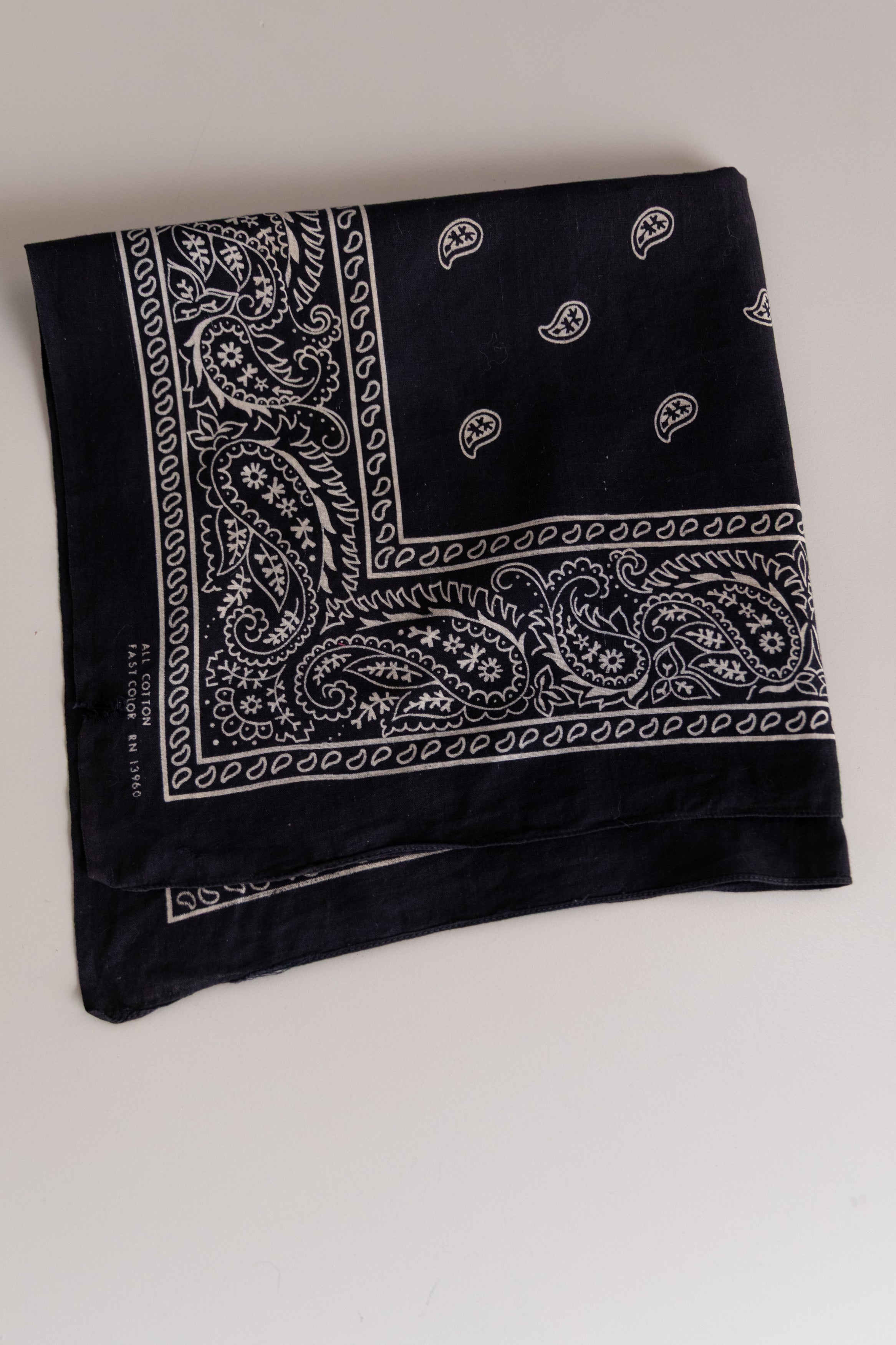 VINTAGE BLACK COTTON HANDKERCHIEF 04