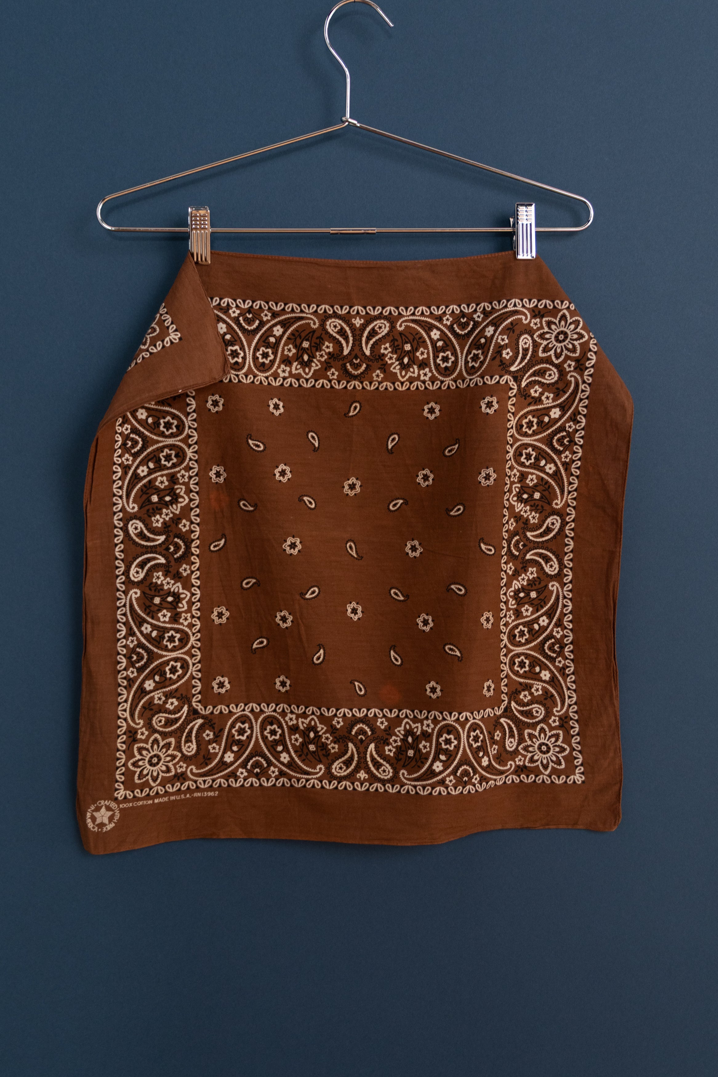 VINTAGE BROWN COTTON HANDKERCHIEF