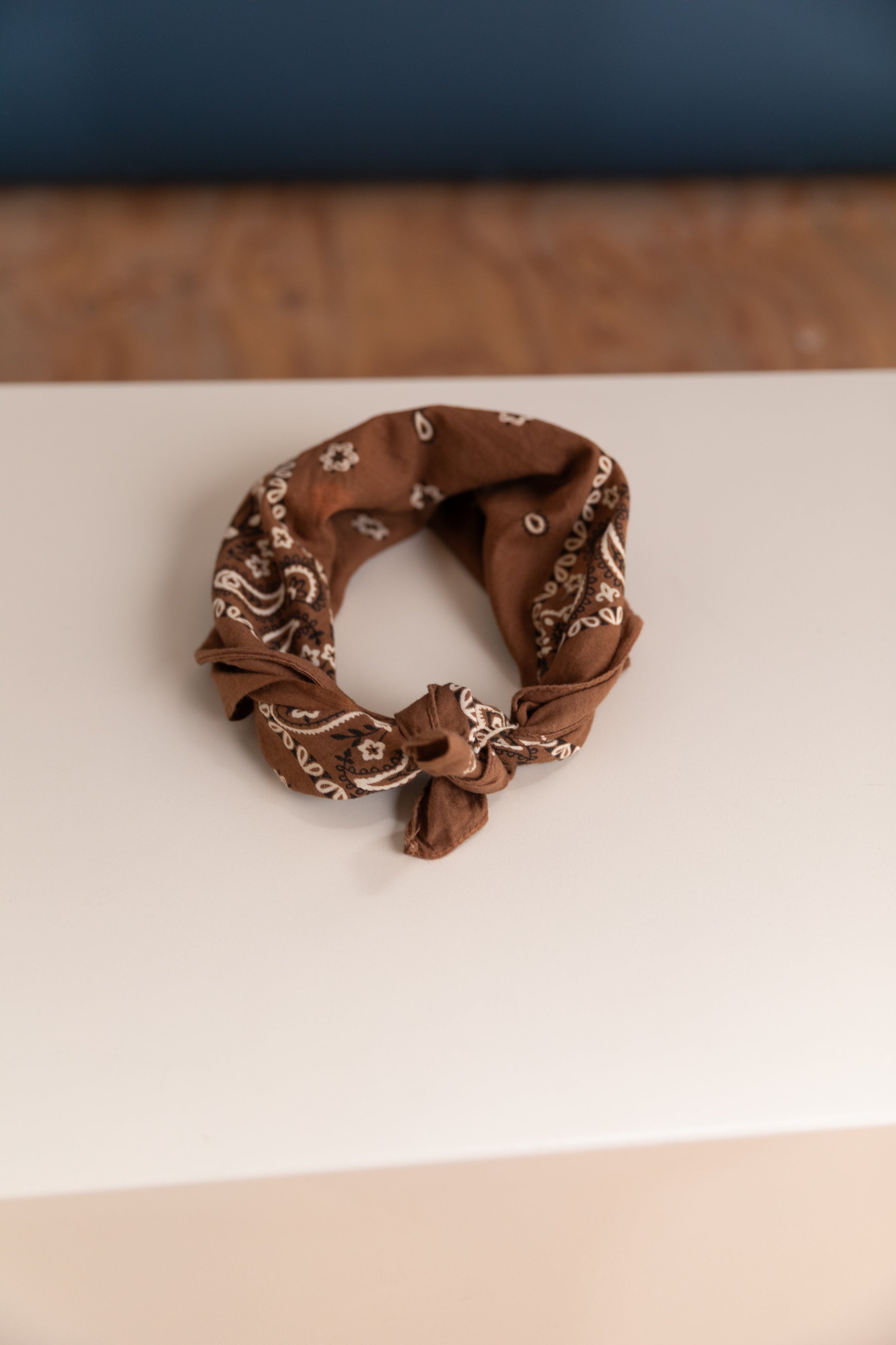 VINTAGE BROWN COTTON HANDKERCHIEF
