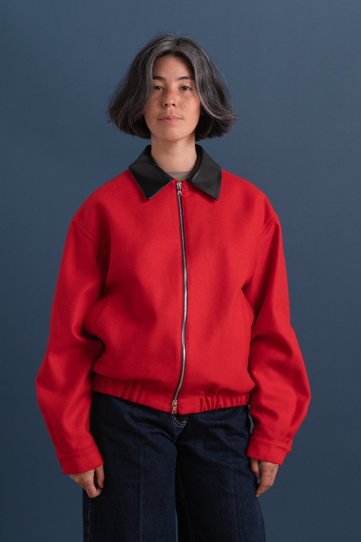 HARRINGTON JACKET IN RED WOOL SERGE