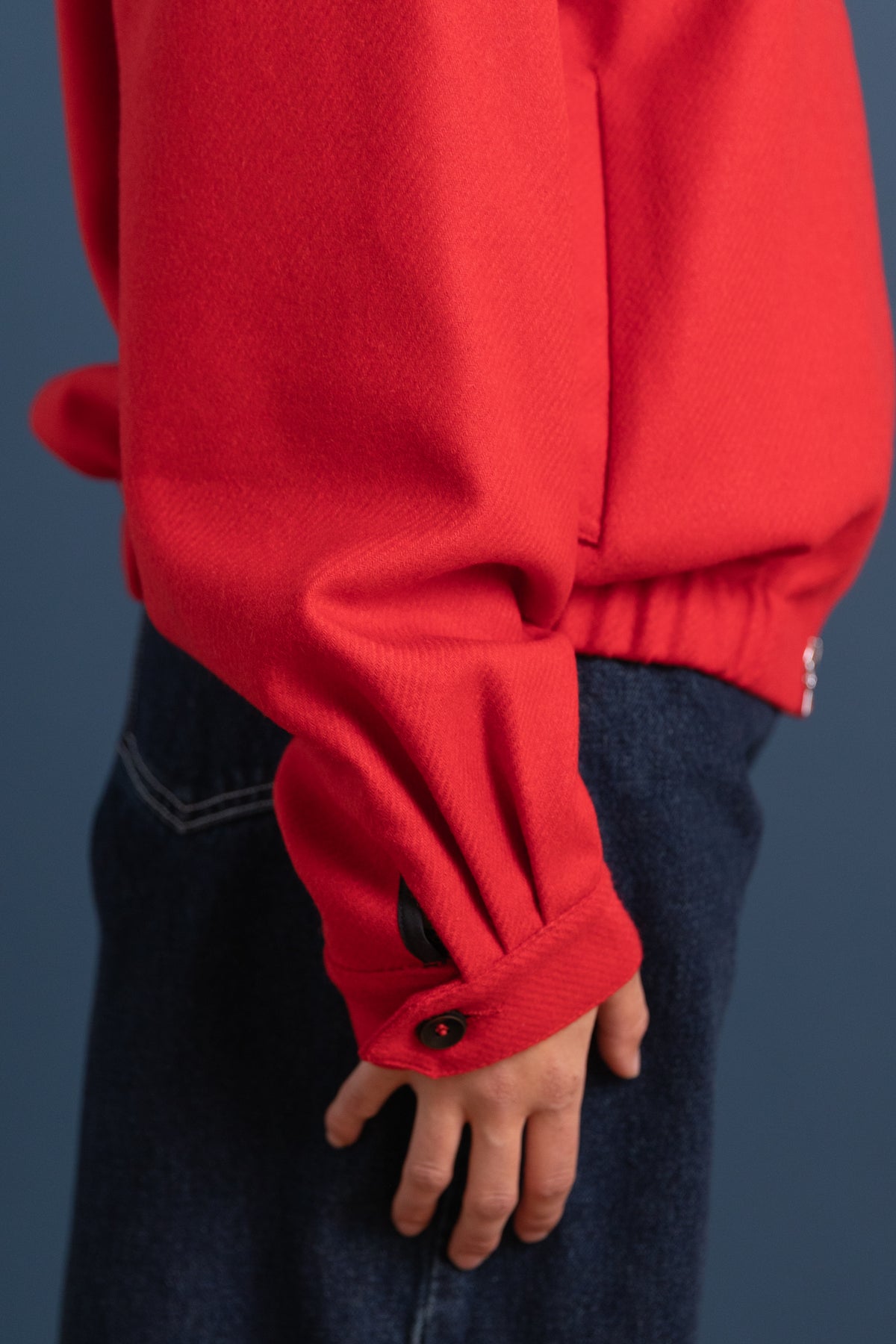 HARRINGTON JACKET IN RED WOOL SERGE