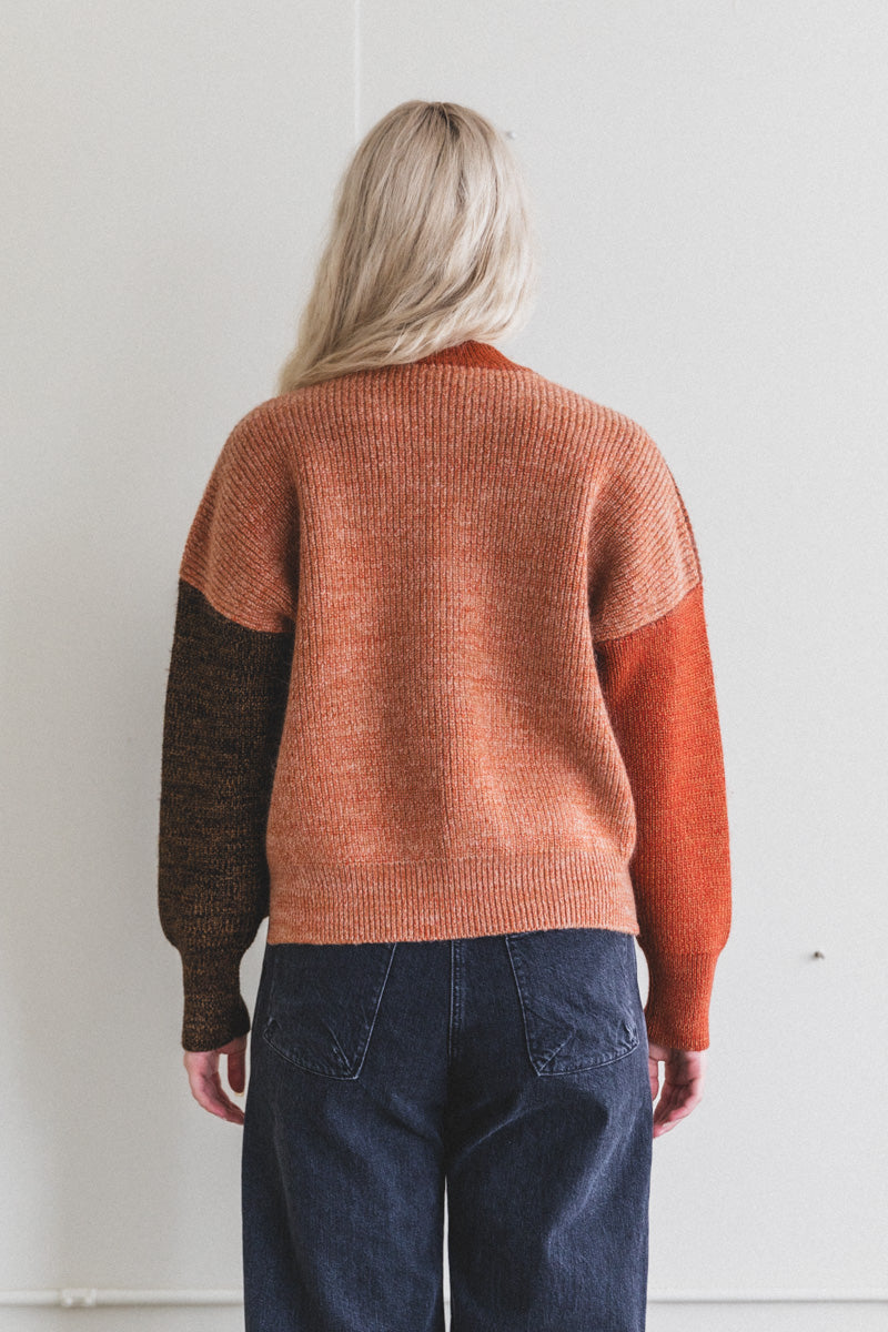 LAERKE SWEATER IN TONAL BROWN ONE-OF-A-KIND RECYCLED YARN