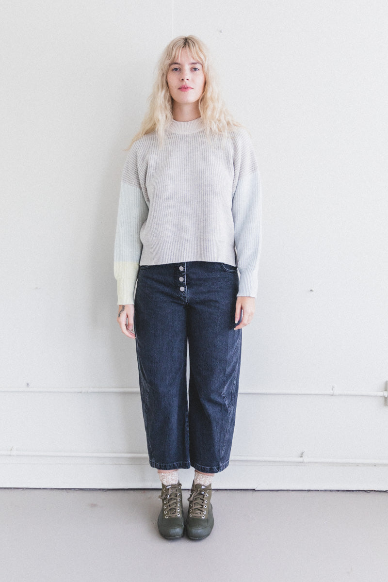 LAERKE SWEATER IN BEIGE ONE-OF-A-KIND RECYCLED YARN