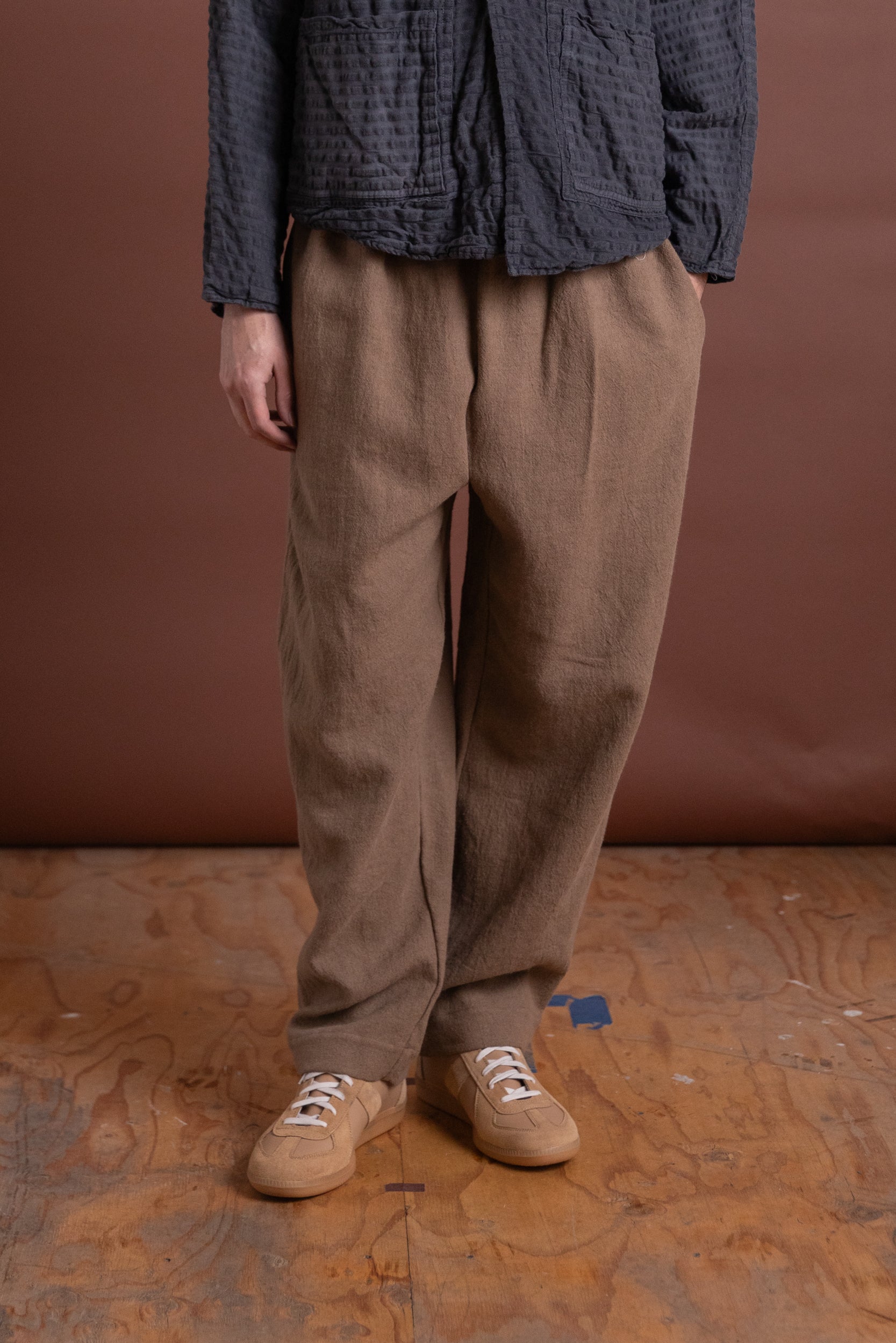 CAFE PANT IN MOCHA WOOL LINEN