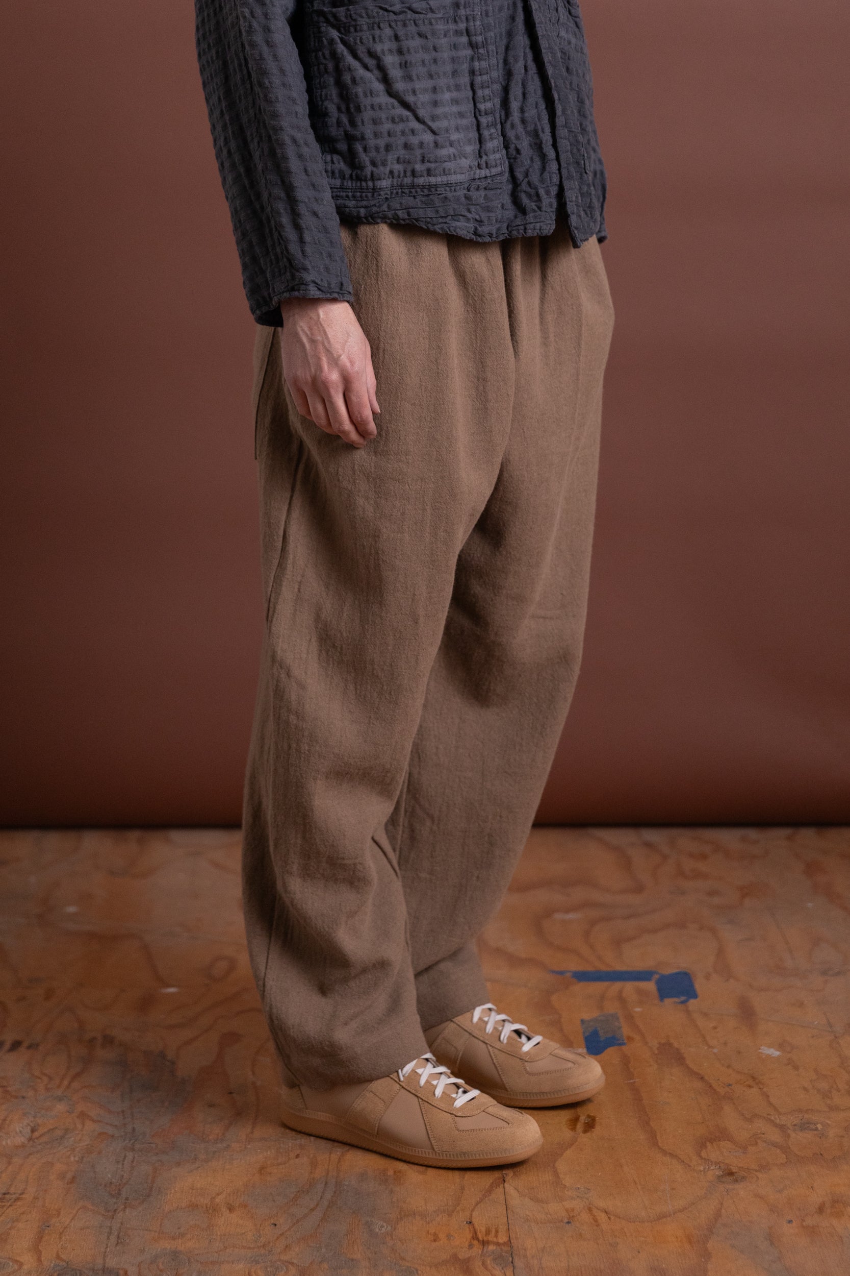 CAFE PANT IN MOCHA WOOL LINEN