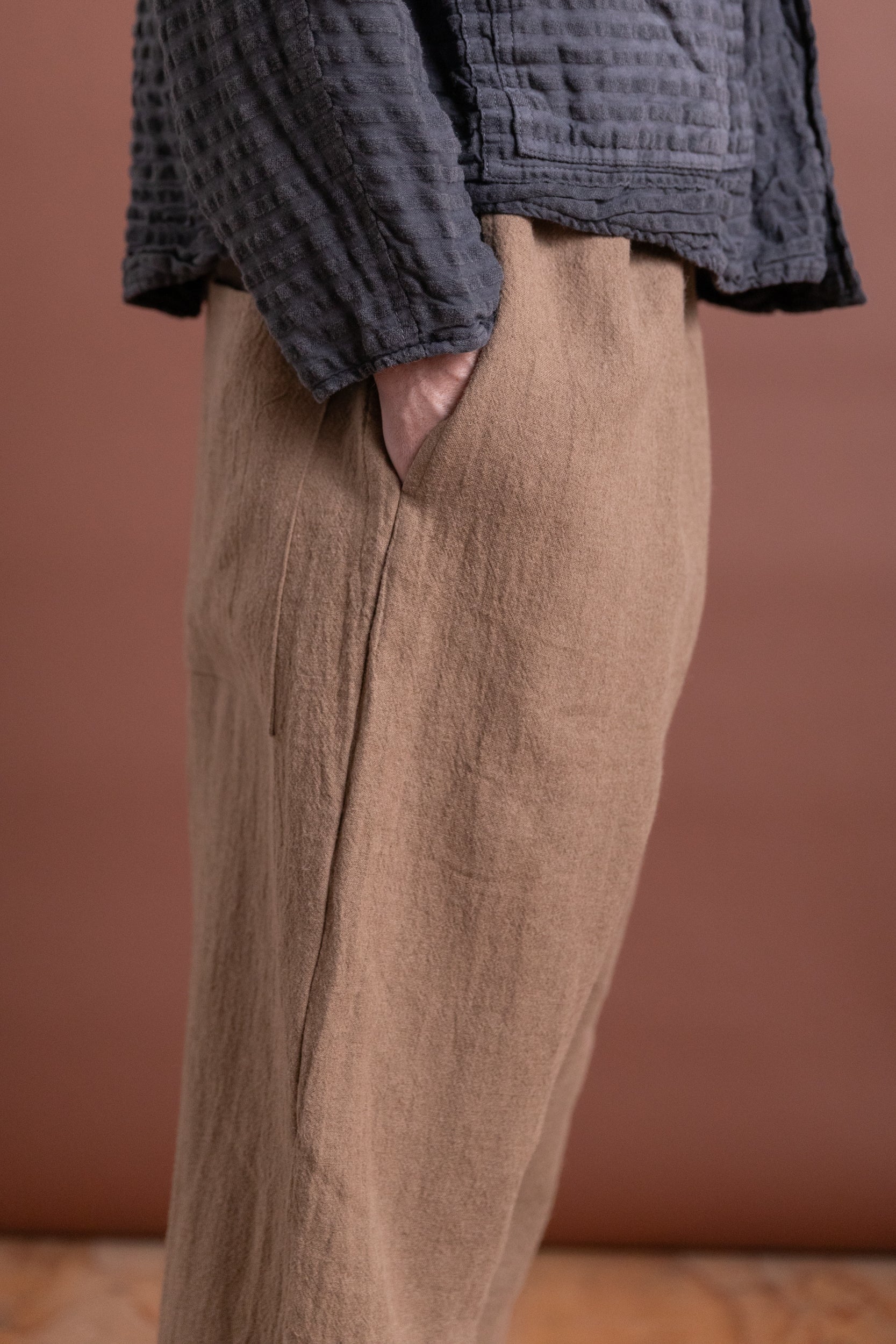CAFE PANT IN MOCHA WOOL LINEN