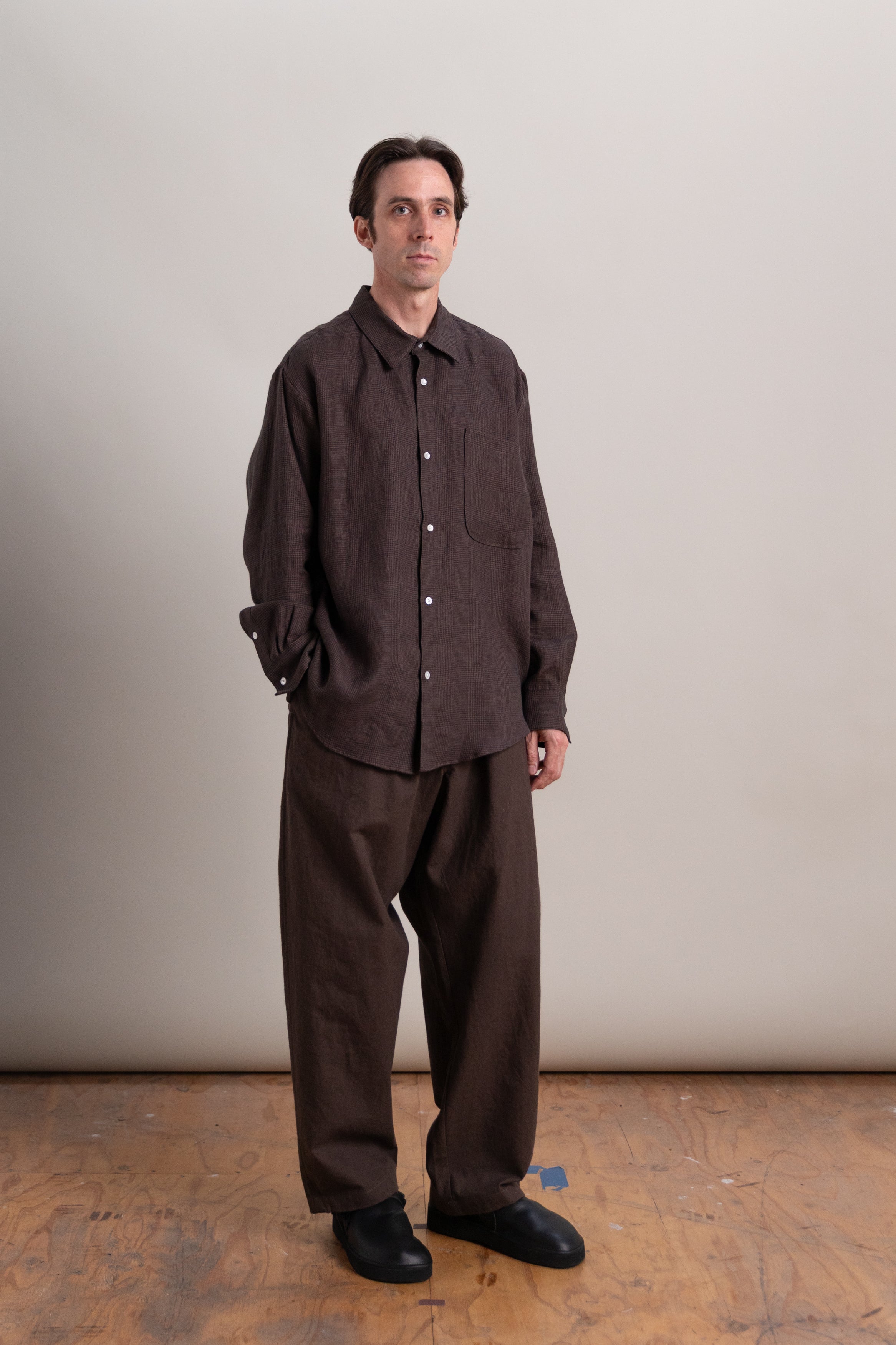 OFFICE SHIRT IN INK AND TOBACCO PLAID