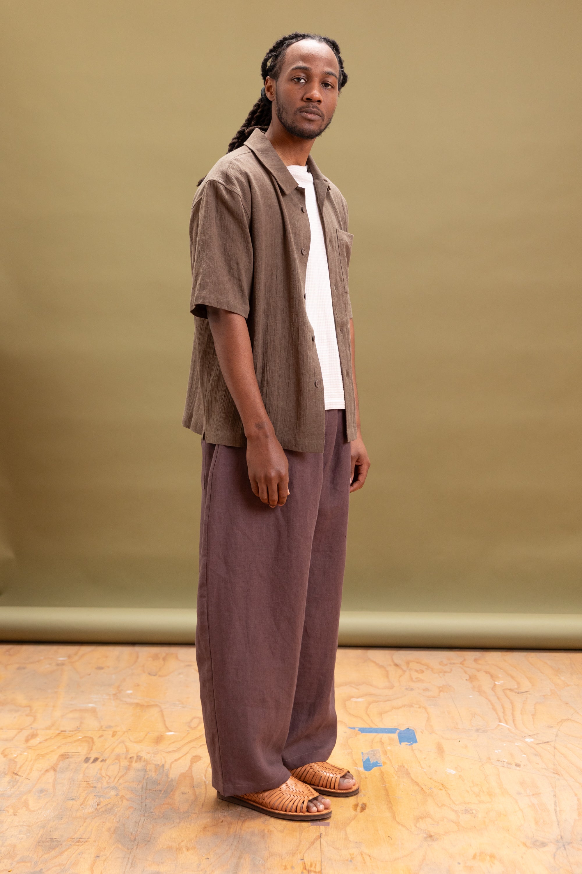 STUDIO PANT IN GRAPE STONEWASHED LINEN