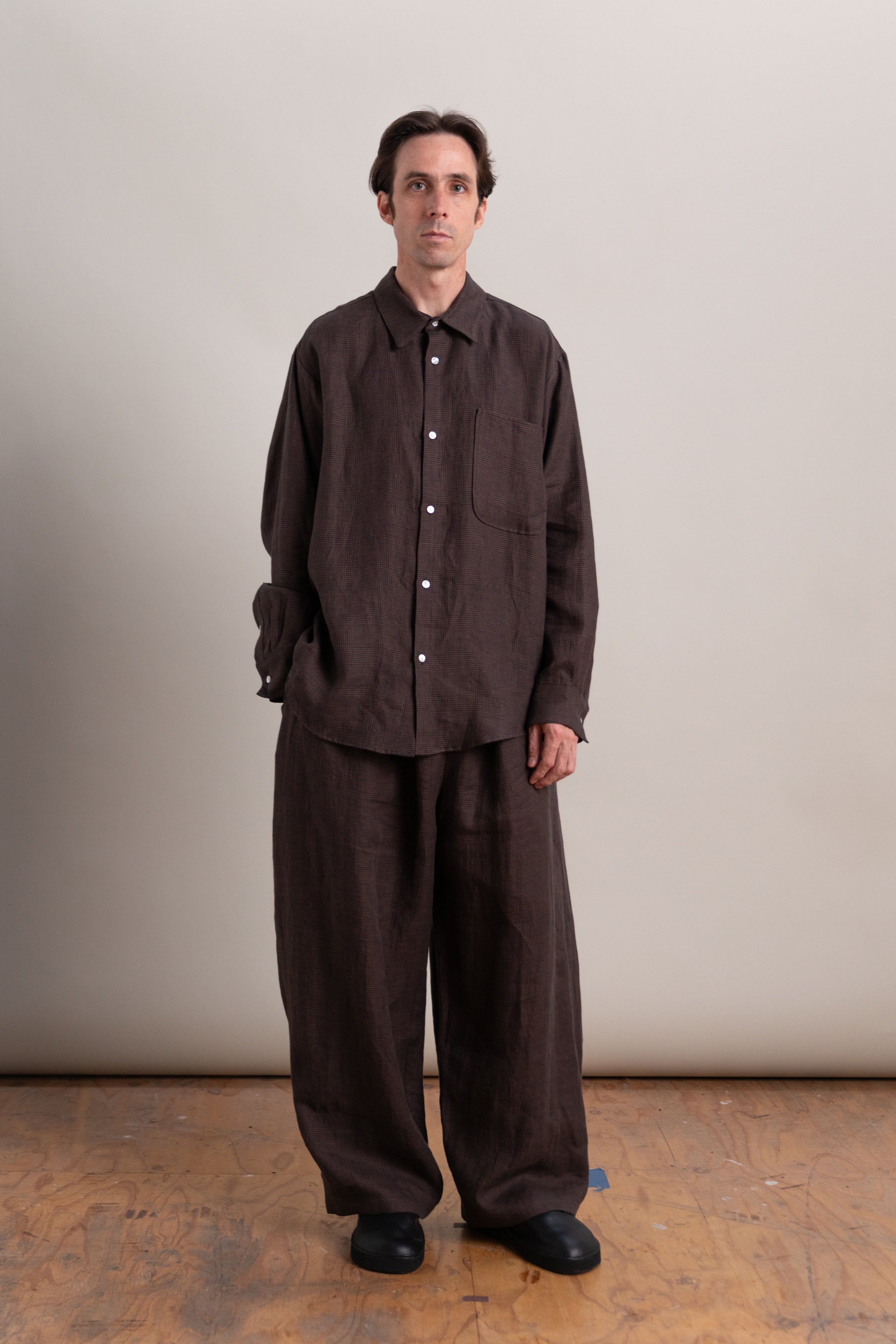STUDIO PANT IN INK AND TOBACCO PLAID