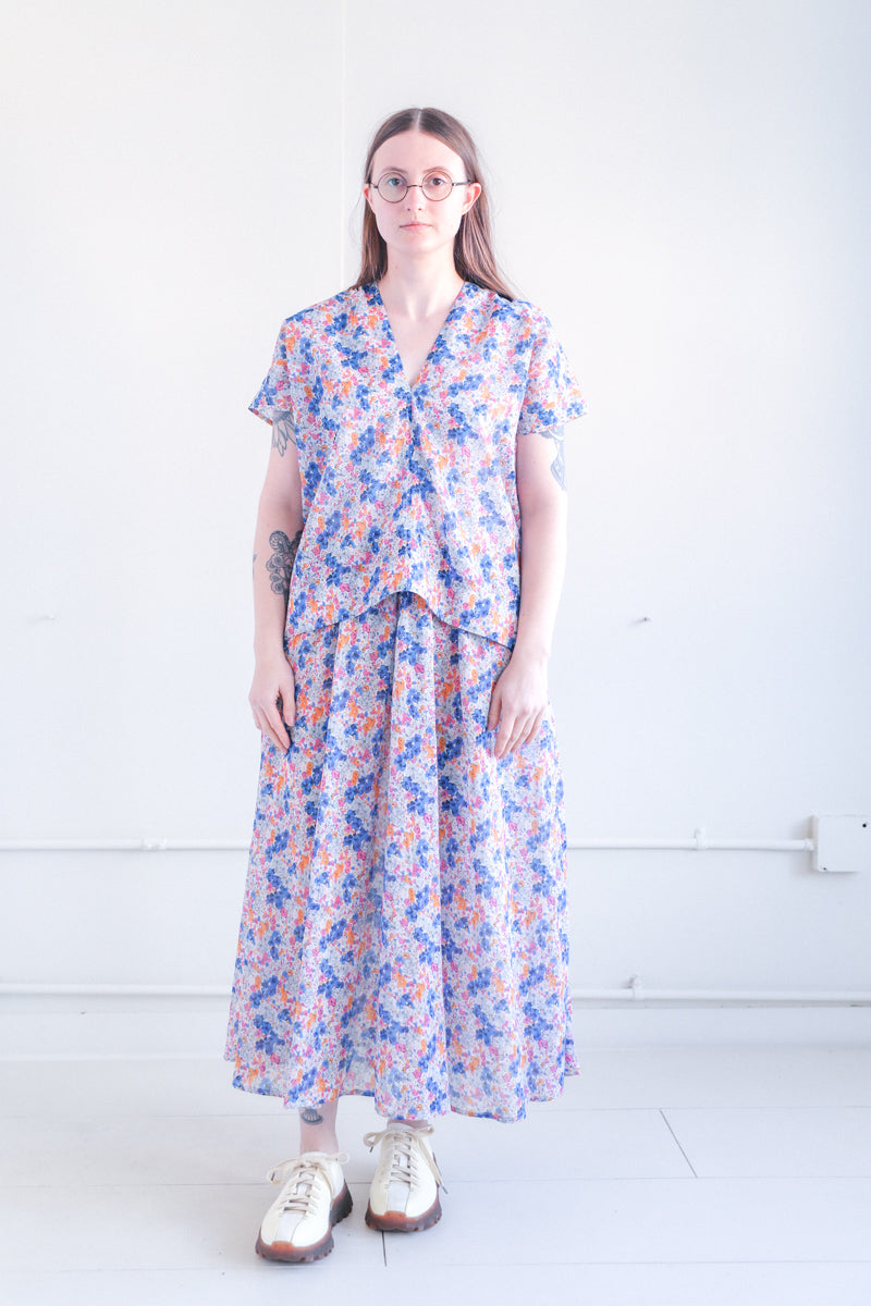 SELMA DRESS IN APRICOT POSY VOILE