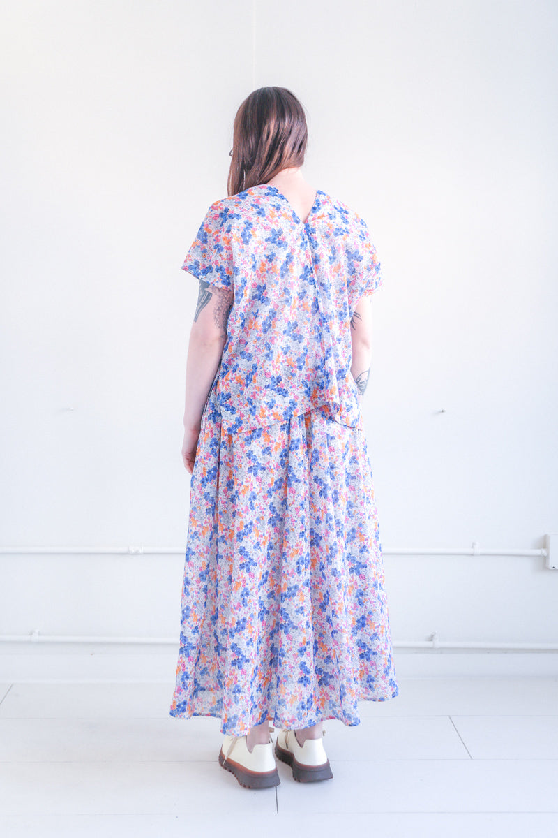 SELMA DRESS IN APRICOT POSY VOILE