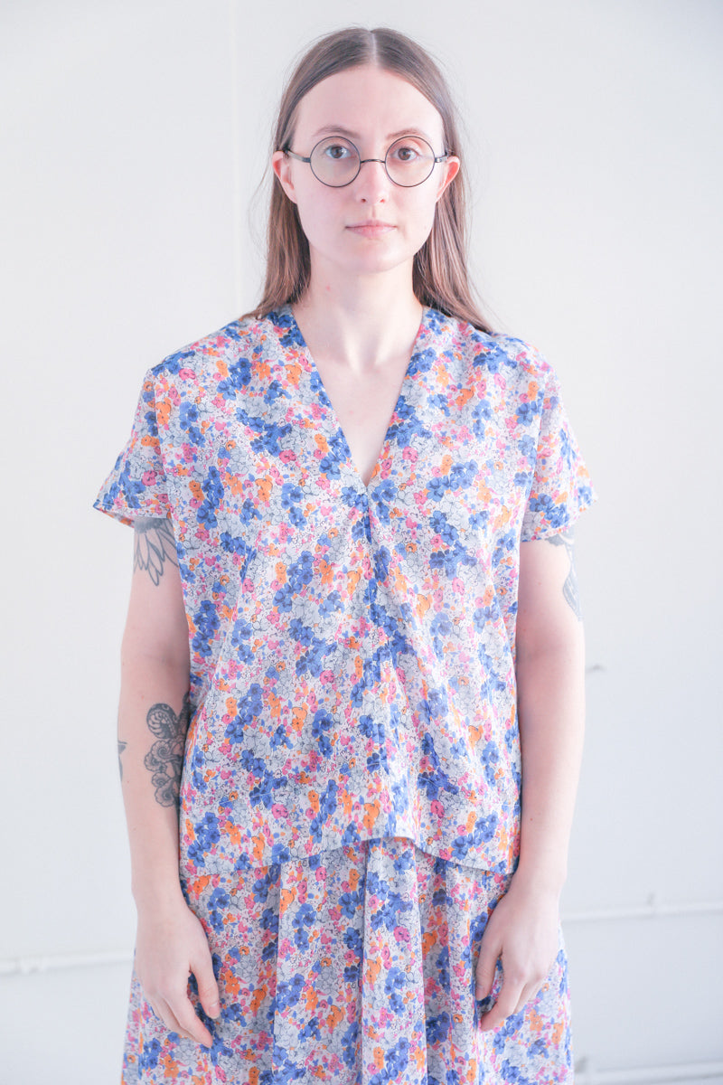 SELMA DRESS IN APRICOT POSY VOILE