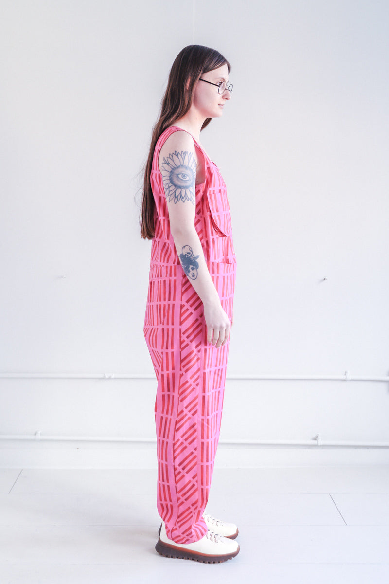 ADELE JUMPSUIT IN PINK BAR POPLIN