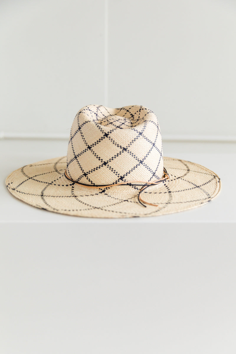 MARKET HAT IN CHECK PANAMA STRAW