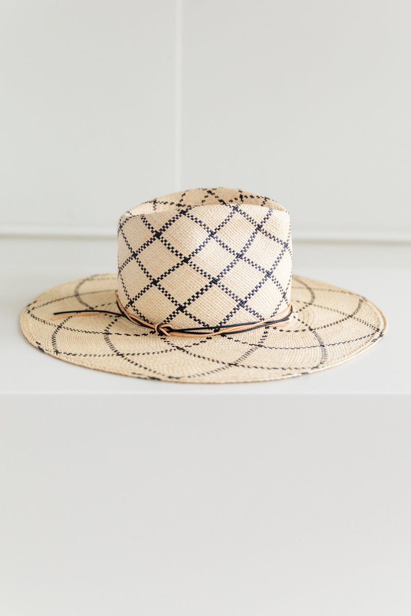 MARKET HAT IN CHECK PANAMA STRAW