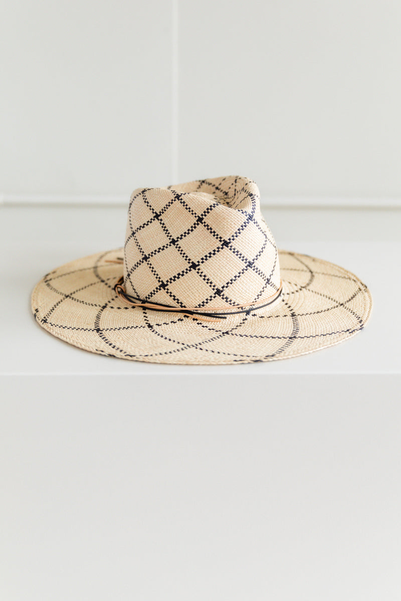 MARKET HAT IN CHECK PANAMA STRAW