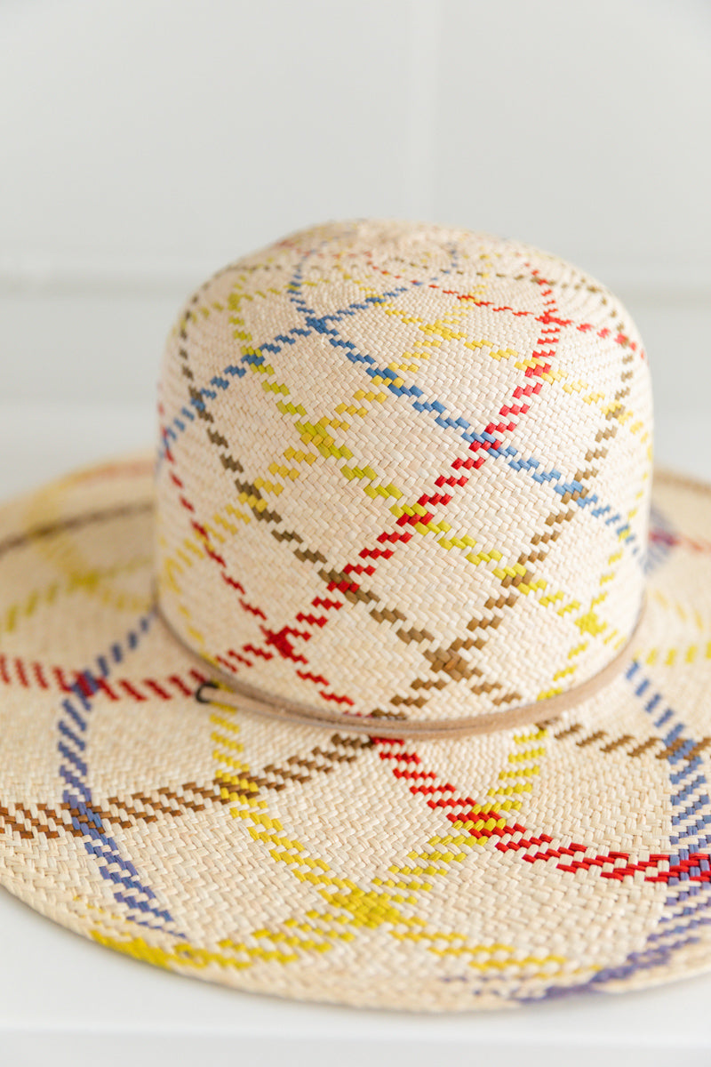 WALKING HAT IN CHECK PANAMA STRAW — Shop Boswell