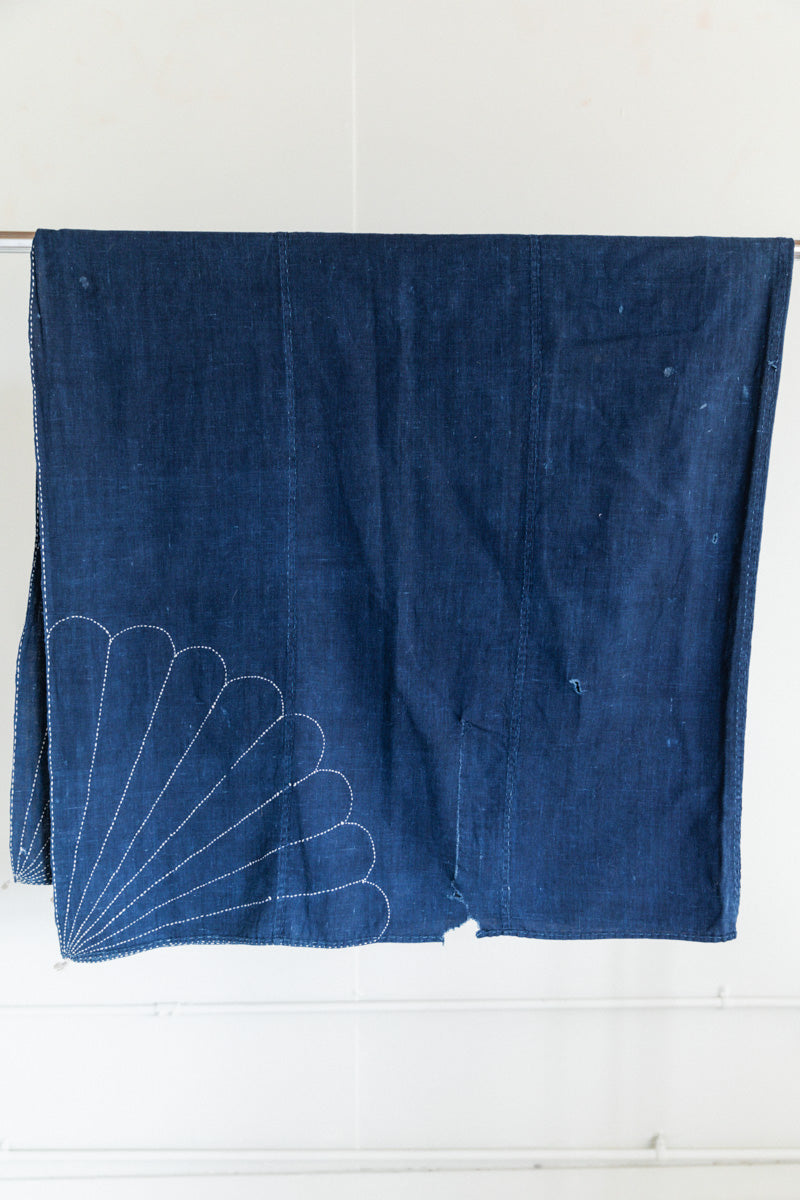 ANTIQUE JAPANESE SHIBORI INDIGO COVERLET