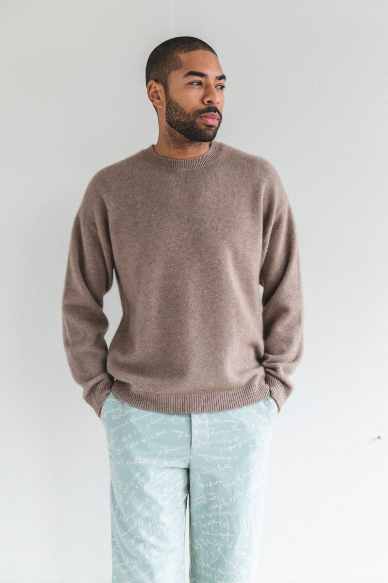 BABY CASHMERE KNIT PULLOVER IN LIGHT BROWN — Shop Boswell