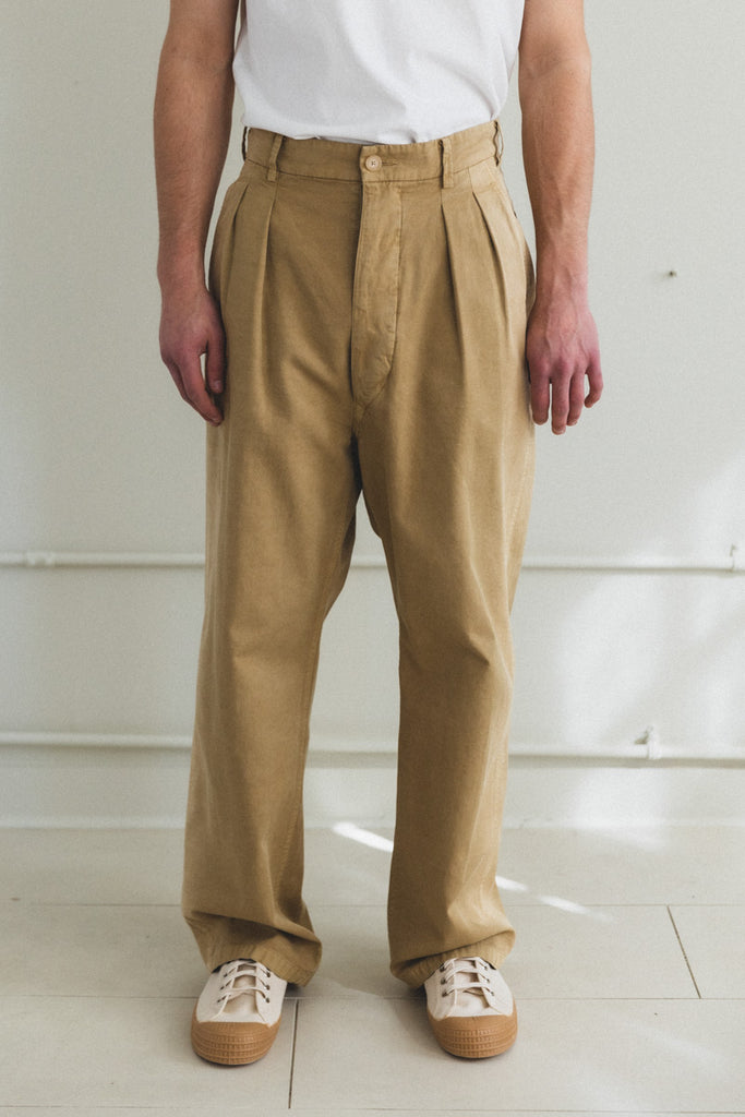 FINX NATURAL GABARDINE PRODUCT DYED PANTS IN FADE BEIGE — Shop Boswell