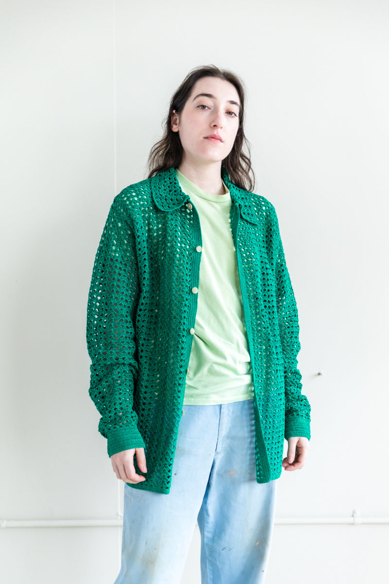 HAND CROCHETED SHIRT IN GREEN