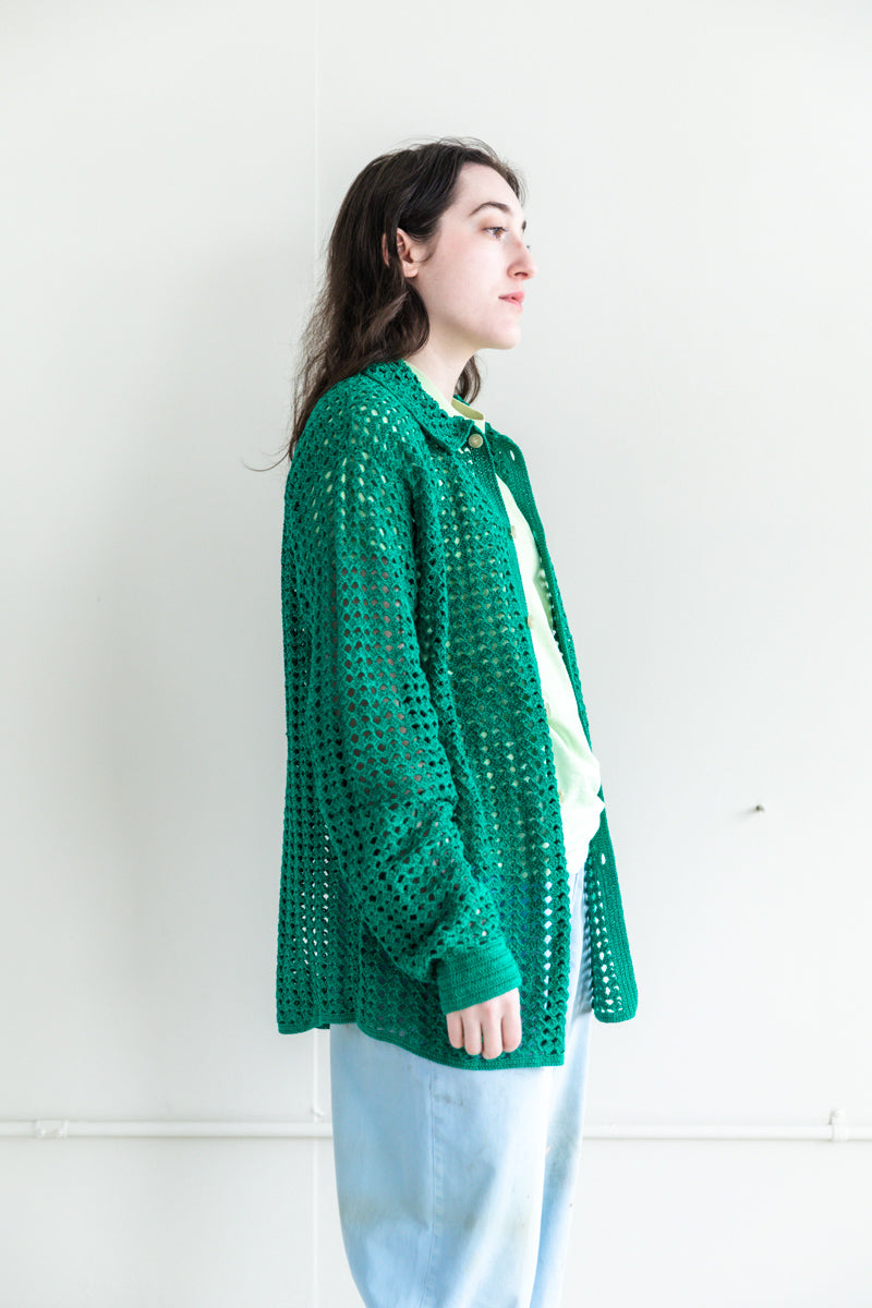 HAND CROCHETED SHIRT IN GREEN — Shop Boswell