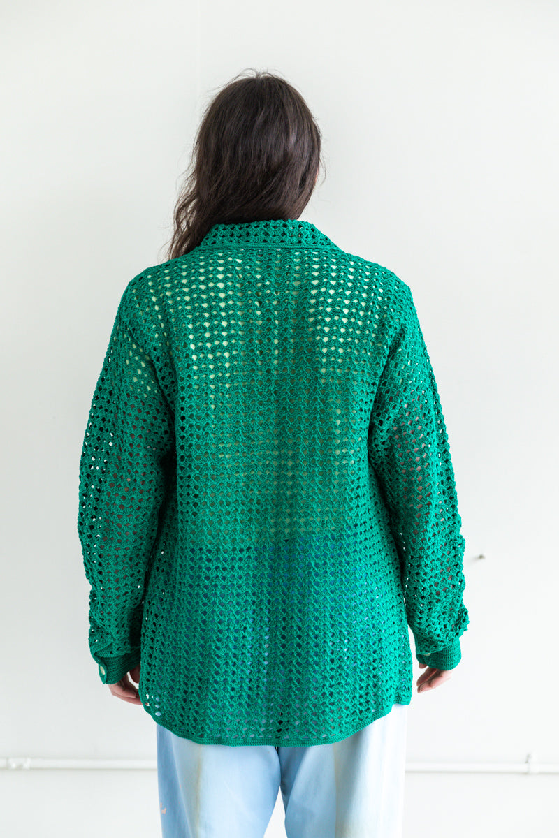 HAND CROCHETED SHIRT IN GREEN — Shop Boswell