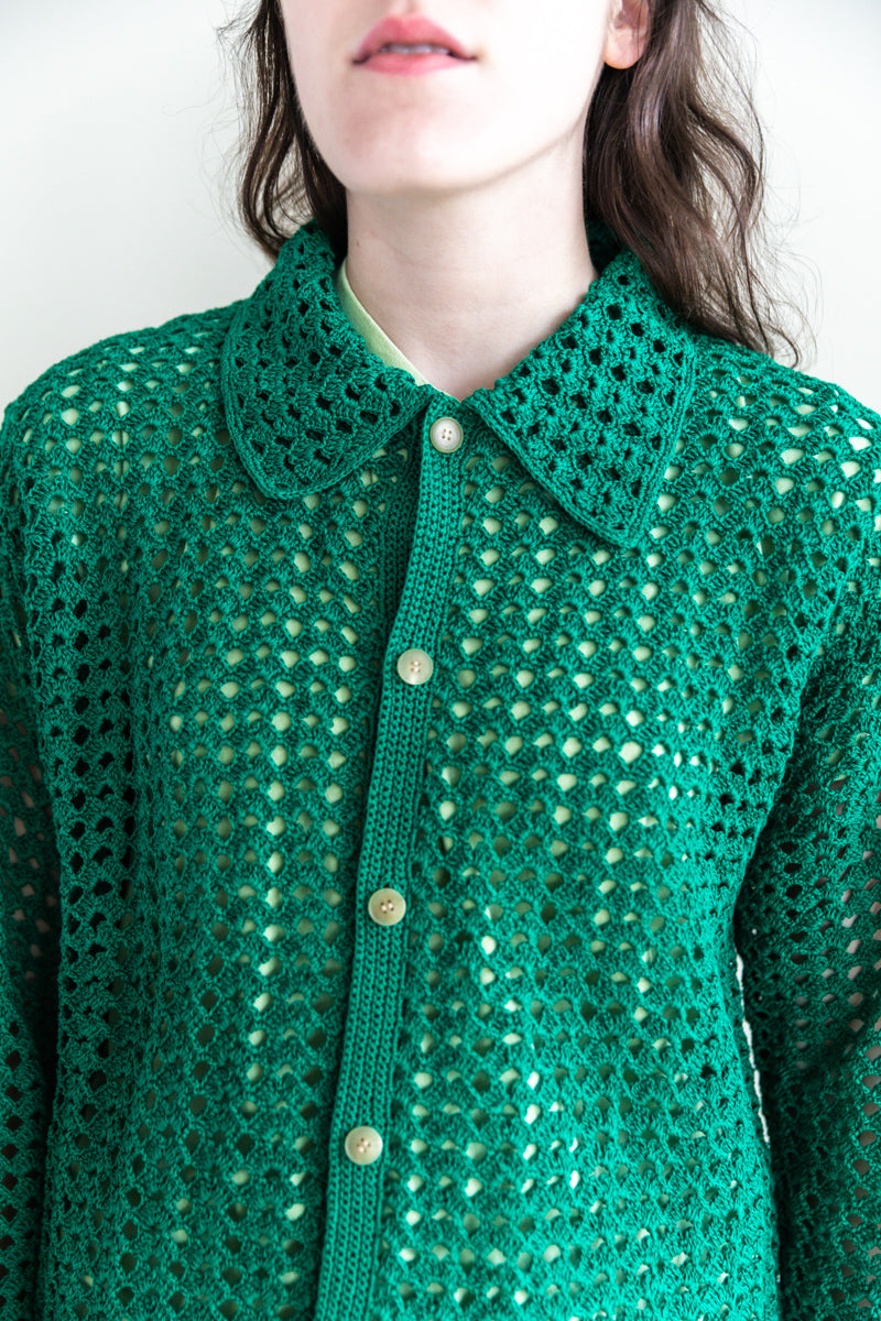 HAND CROCHETED SHIRT IN GREEN — Shop Boswell
