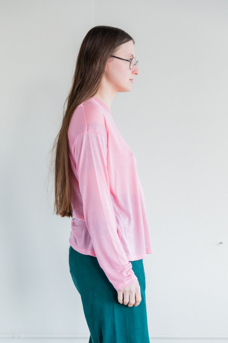 LOOSE LONG SLEEVE TEE IN RUBY — Shop Boswell