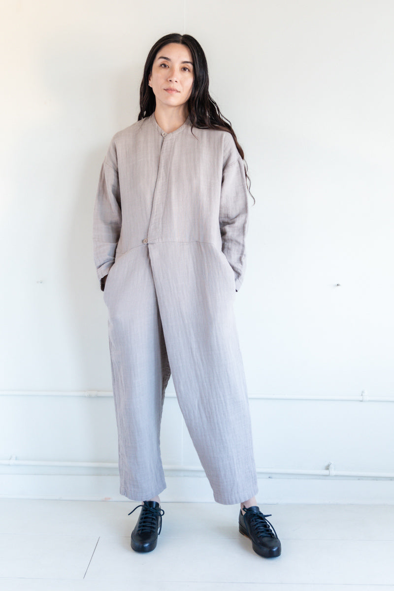 TIE JUMPSUIT IN LIGHT STONE