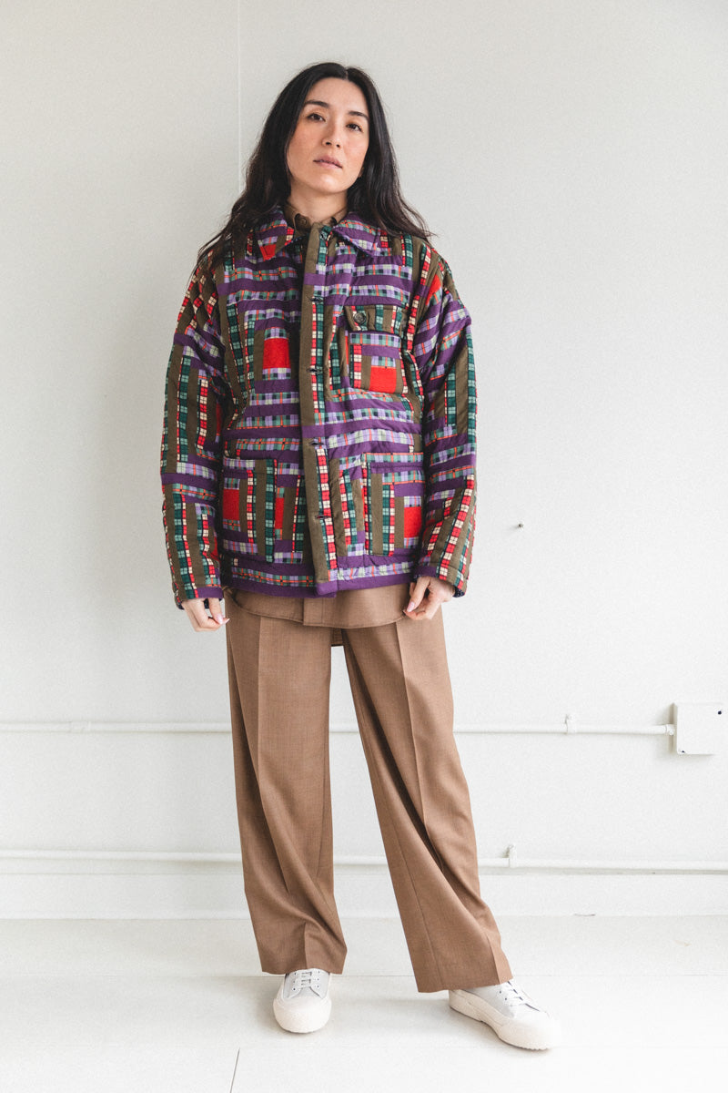 PLAID LOG CABIN QUILT JACKET