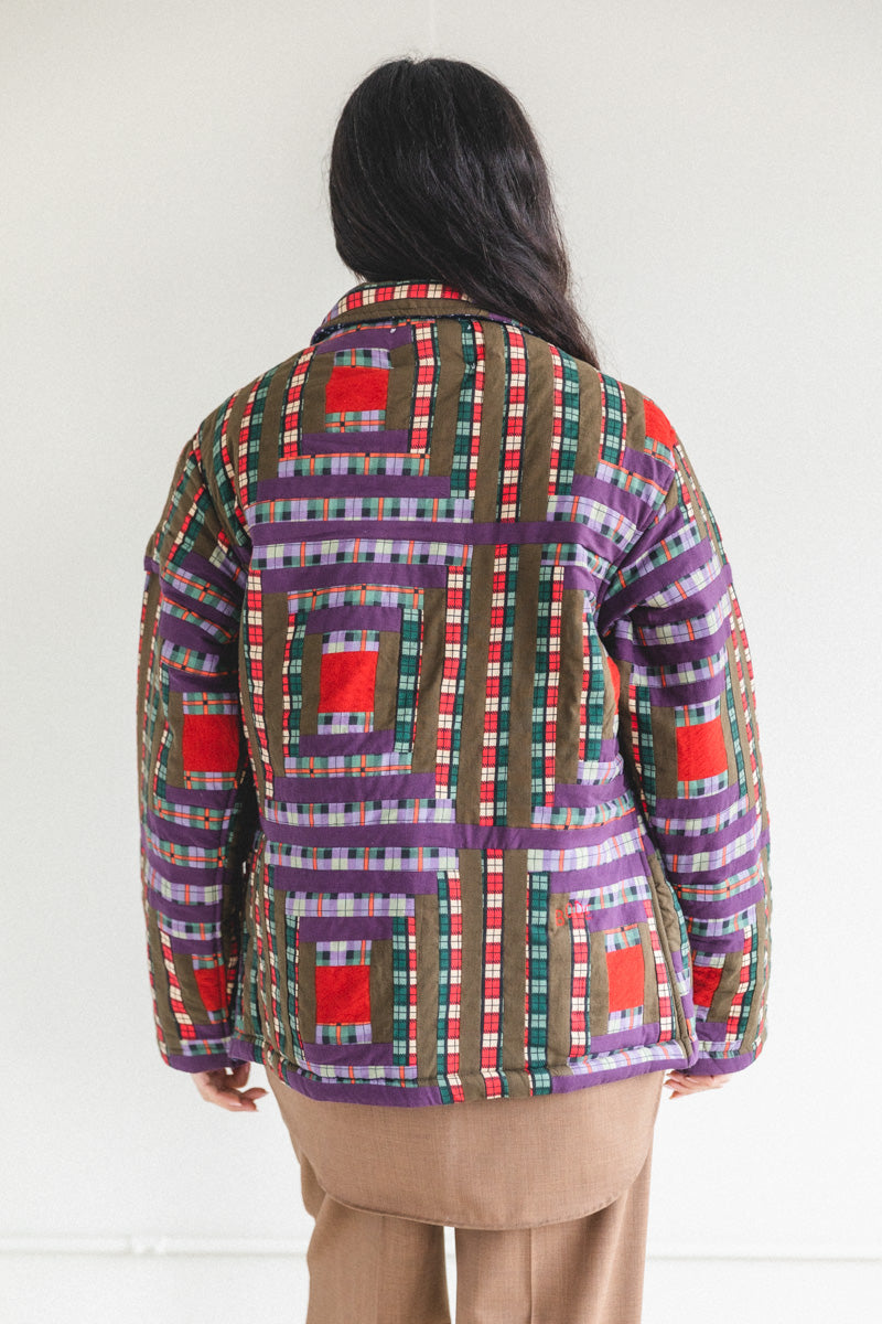 PLAID LOG CABIN QUILT JACKET