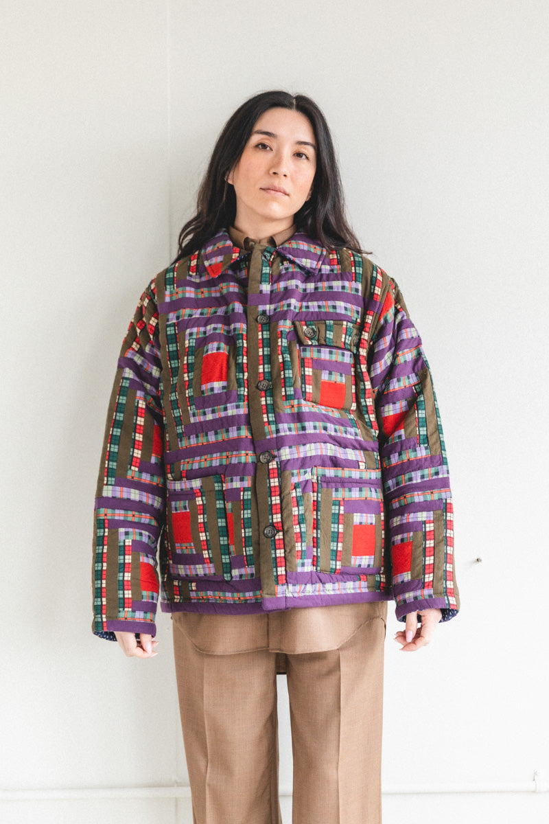 PLAID LOG CABIN QUILT JACKET