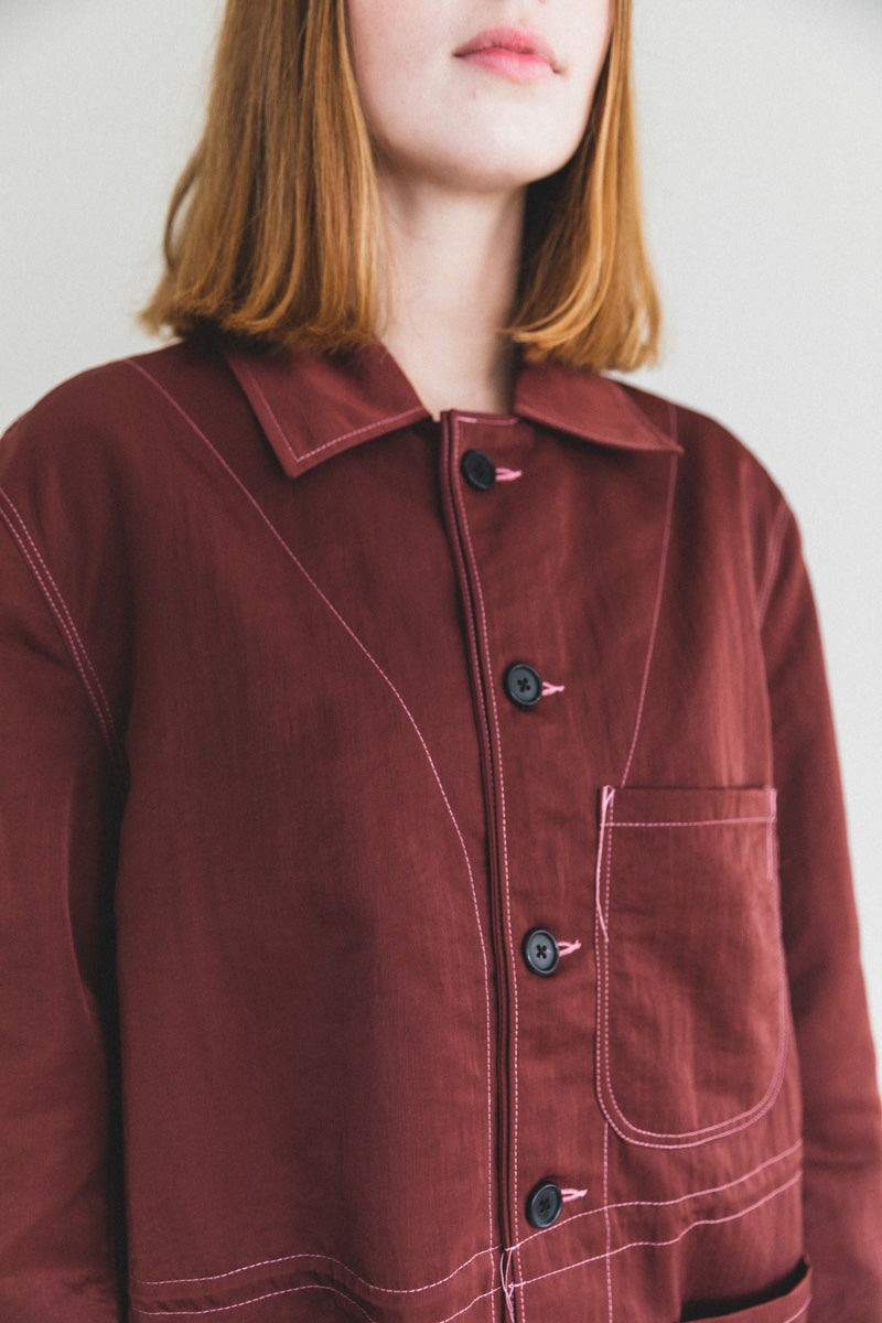 DOUBLE WORKER JACKET IN BRICK RED