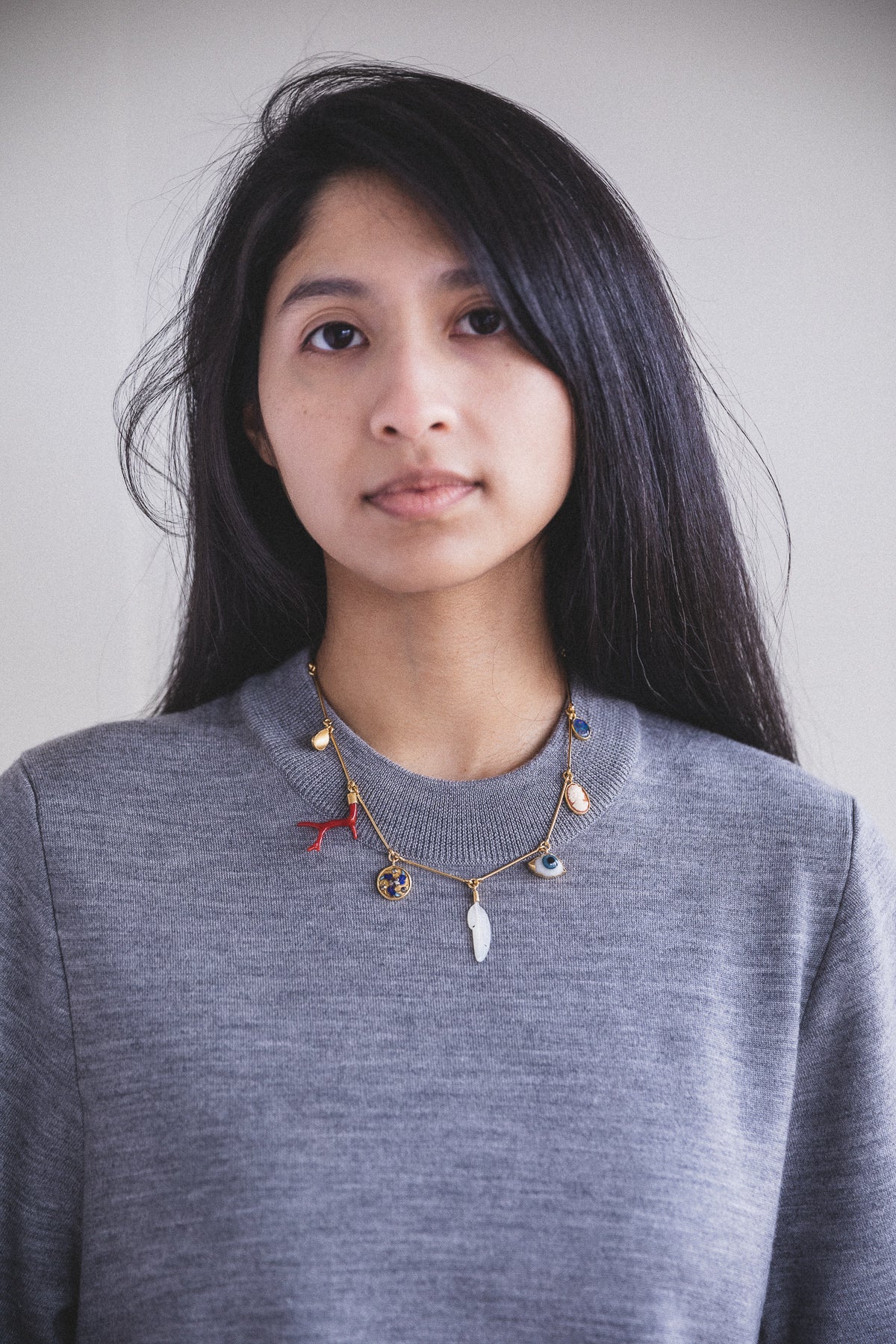 SEVEN WIRE CHARM NECKLACE