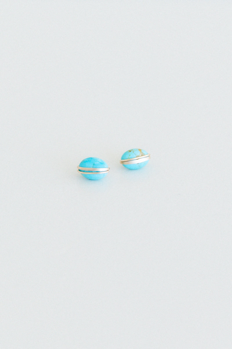 TURQUOISE WRAPPED STUD EARRINGS