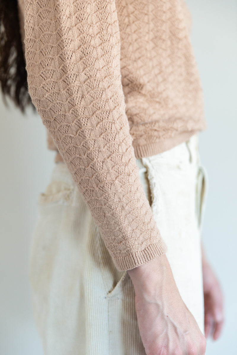 LACE KNIT TOP IN SAND