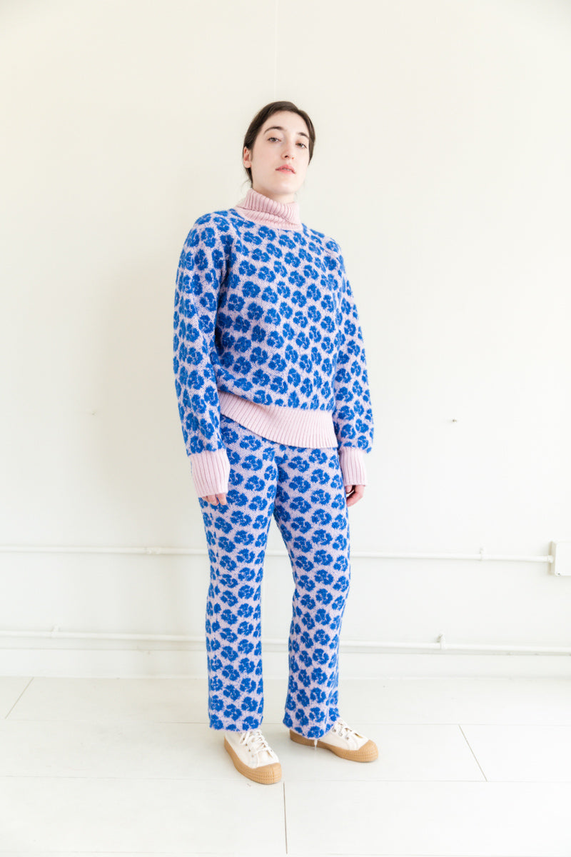 GOLGOLI TURTLENECK IN DUSTY PINK & BLUE