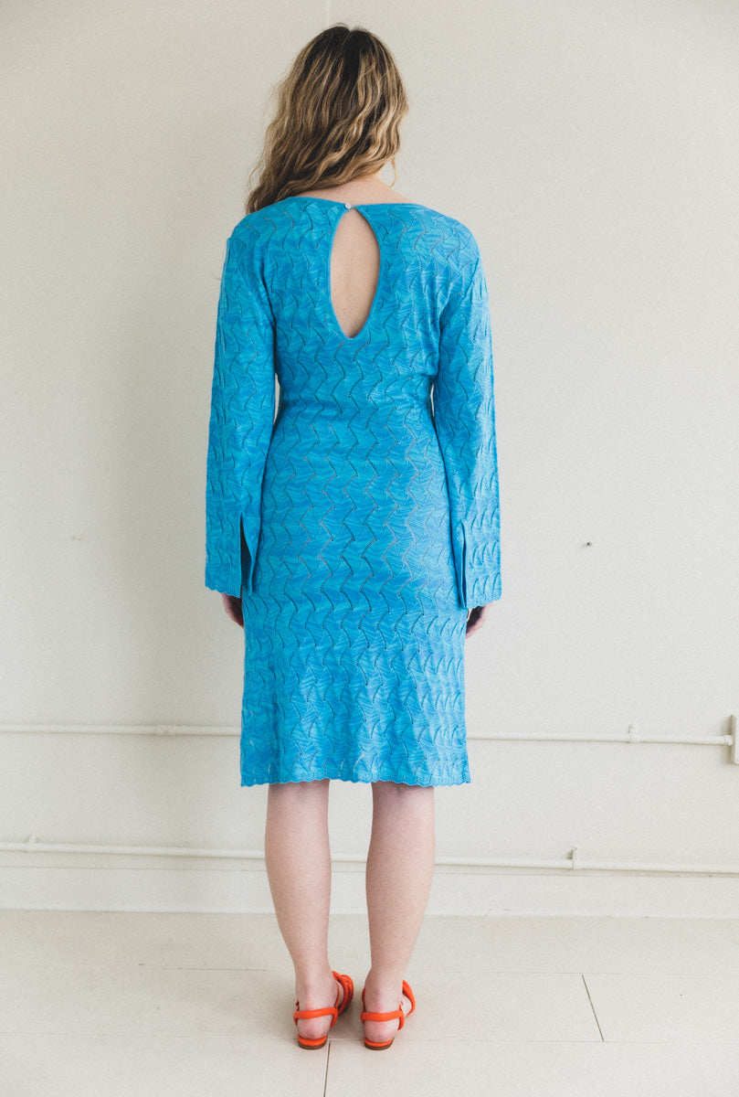 REBEL LONG SLEEVE DRESS IN CYAN