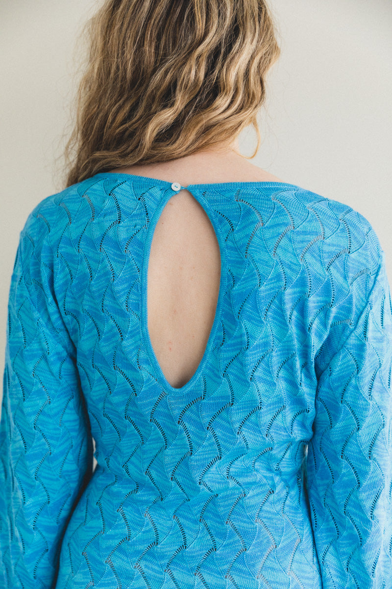 REBEL LONG SLEEVE DRESS IN CYAN