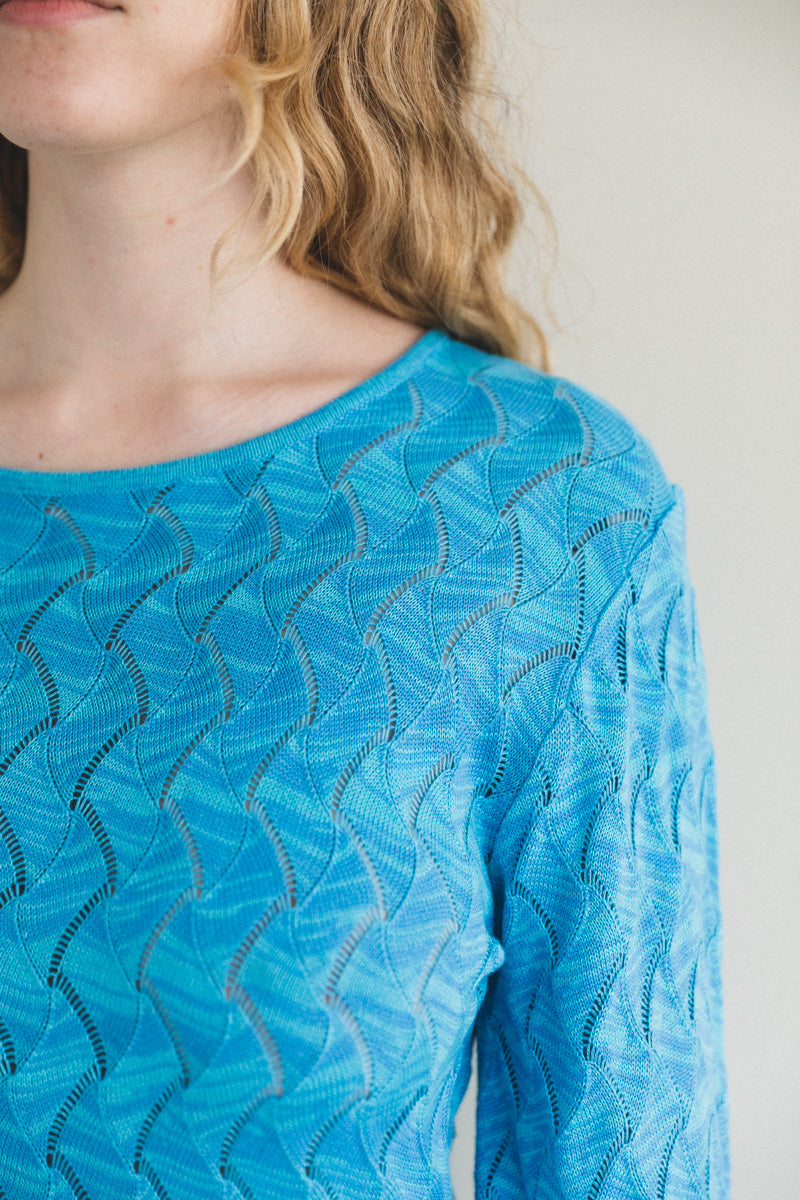 REBEL LONG SLEEVE DRESS IN CYAN