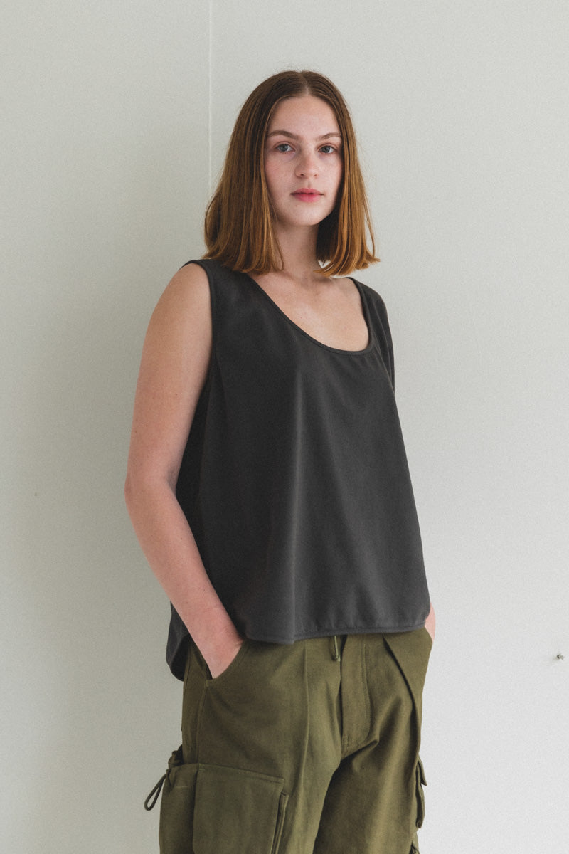 TANK IN SLATE COTTON JERSEY