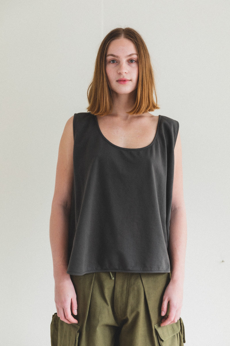 TANK IN SLATE COTTON JERSEY