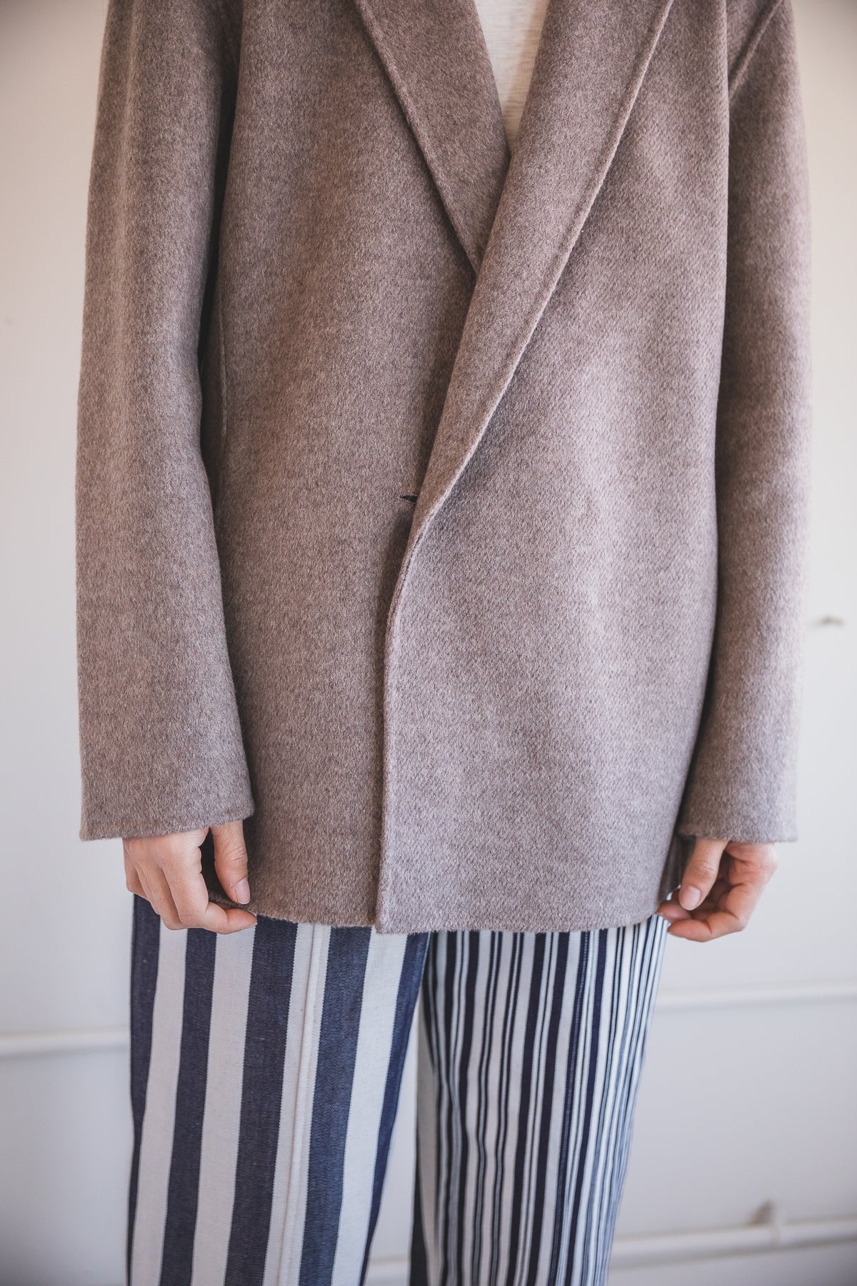 DOUBLE FACE JACKET IN UNDYED GREY YAK WOOL