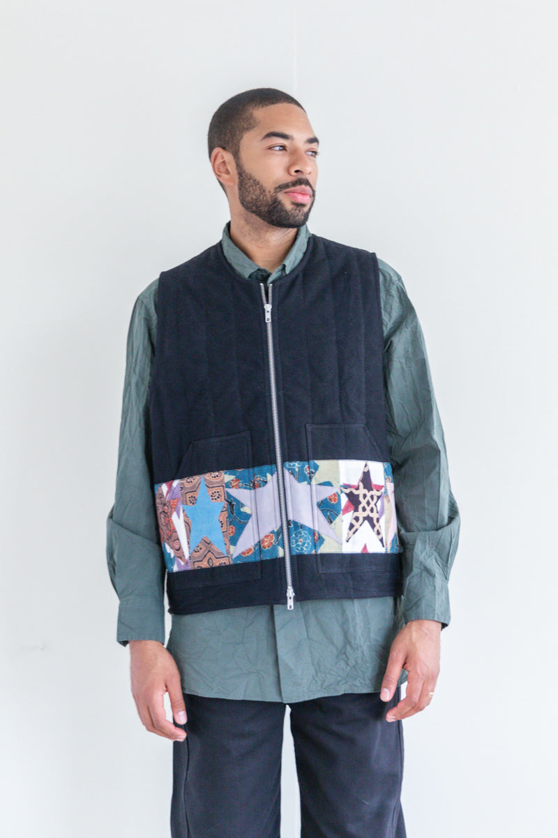 SATURN VEST IN IRON BLACK PATCHWORK — Shop Boswell