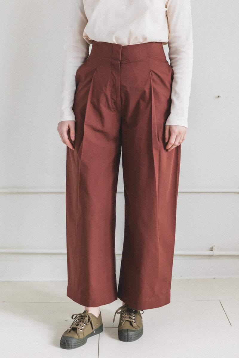 DORDONI PANTS IN CHESTNUT POWDER COTTON